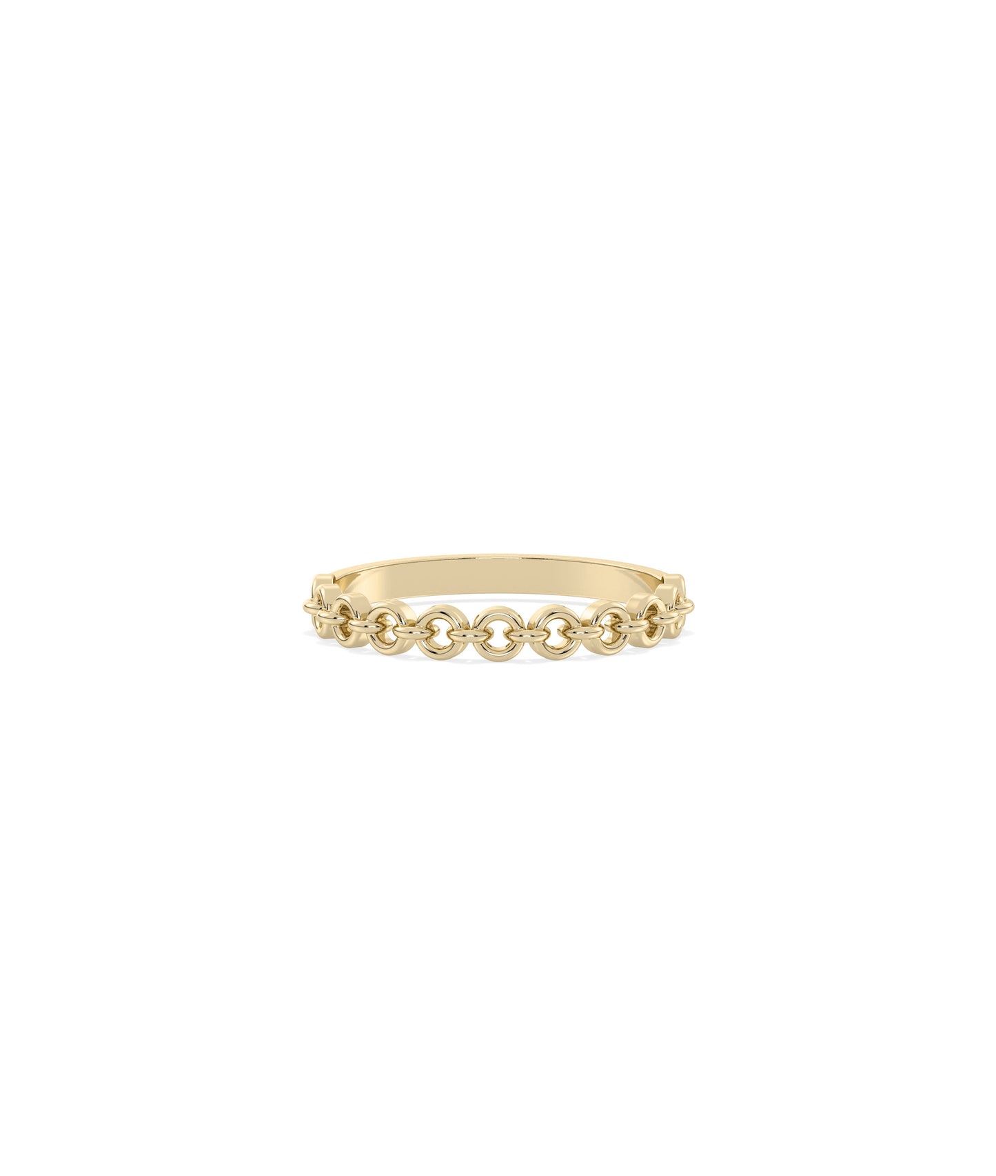 Gold Circle Link Diamond Band Ring - Elegant Style