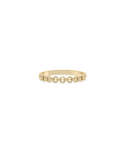 Gold Circle Link Diamond Band Ring - Elegant Style