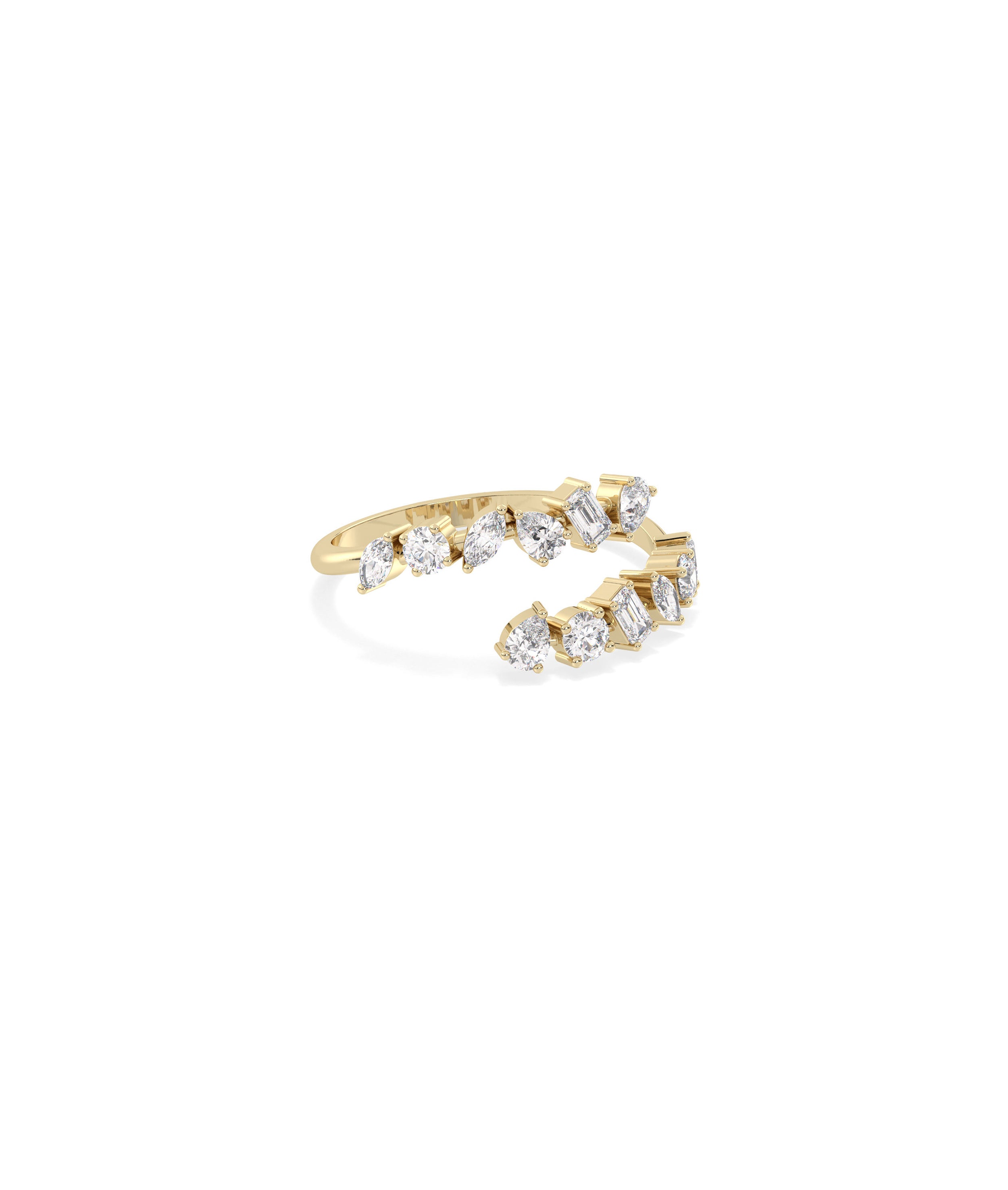 Multi Shape Diamond Bypass Ring- diamond band rings