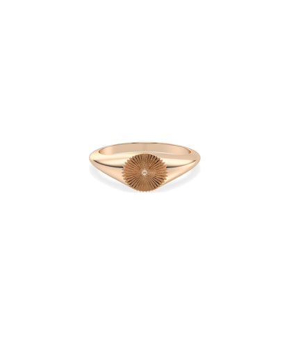 Gold Groove Circle Signet Ring