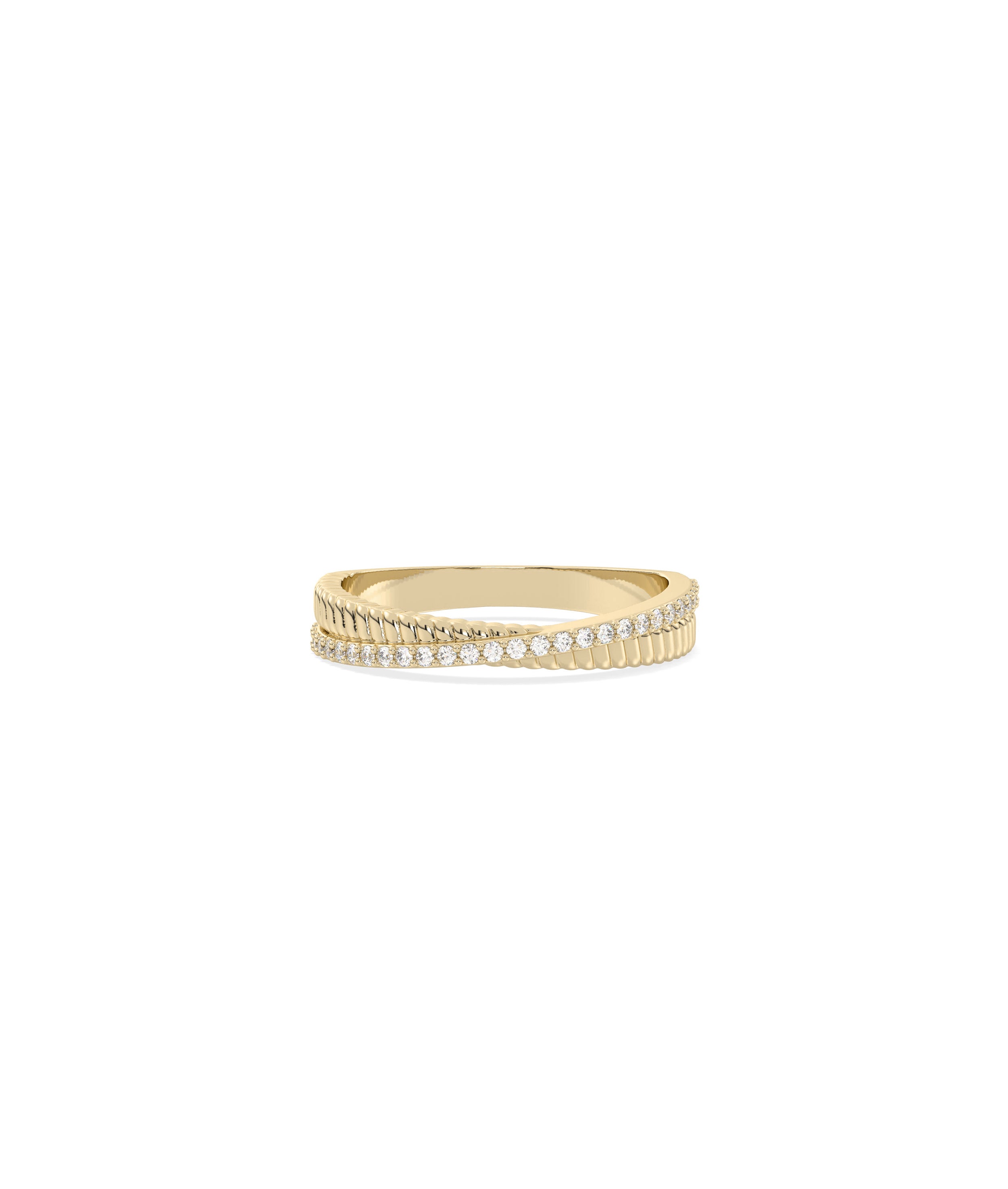 Diamond Line and Groove Gold Band Ring