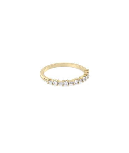 Round Baguette Diamond Band Ring - 14k gold ring