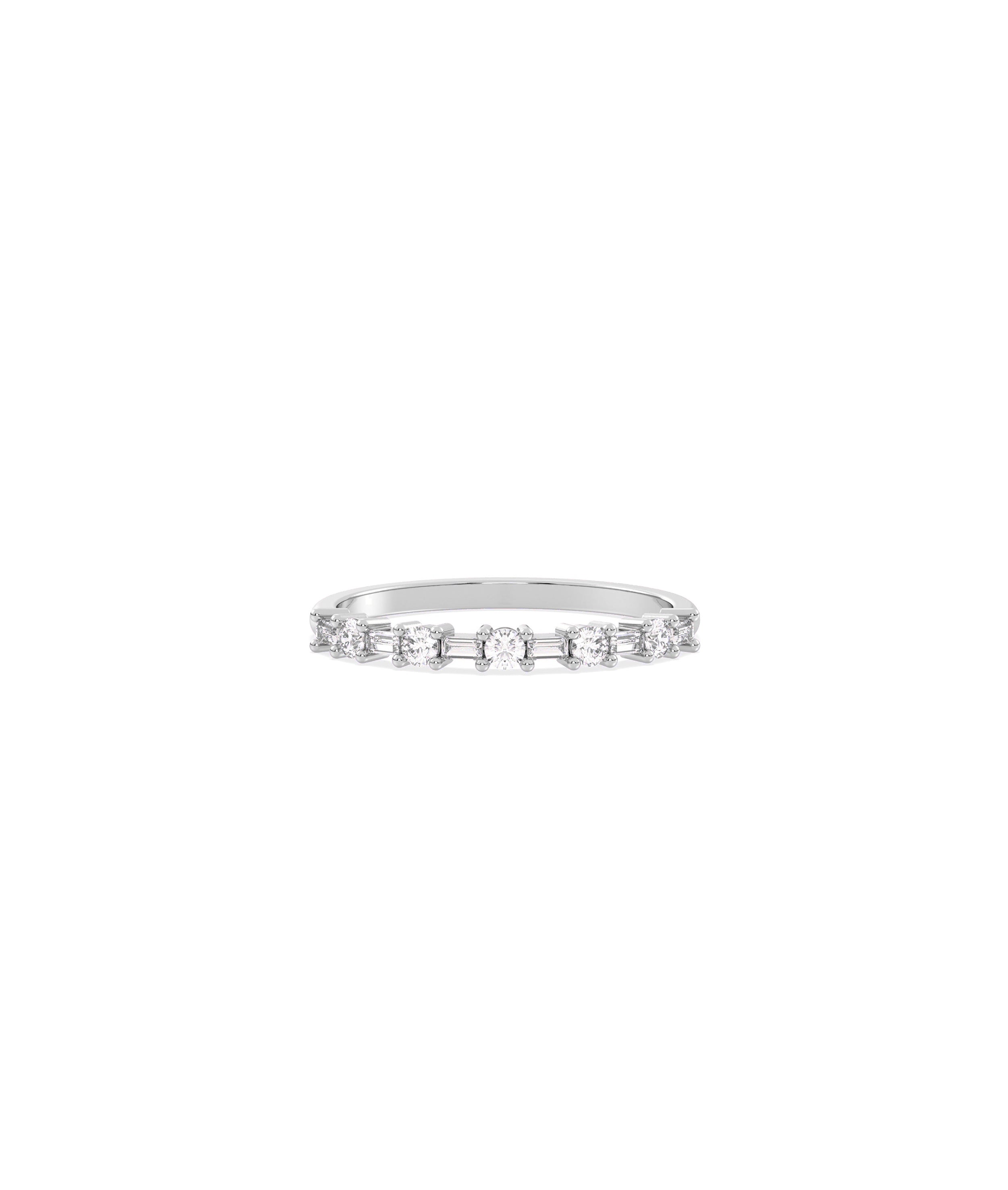 Round Baguette Diamond Band Ring - 14k gold ring