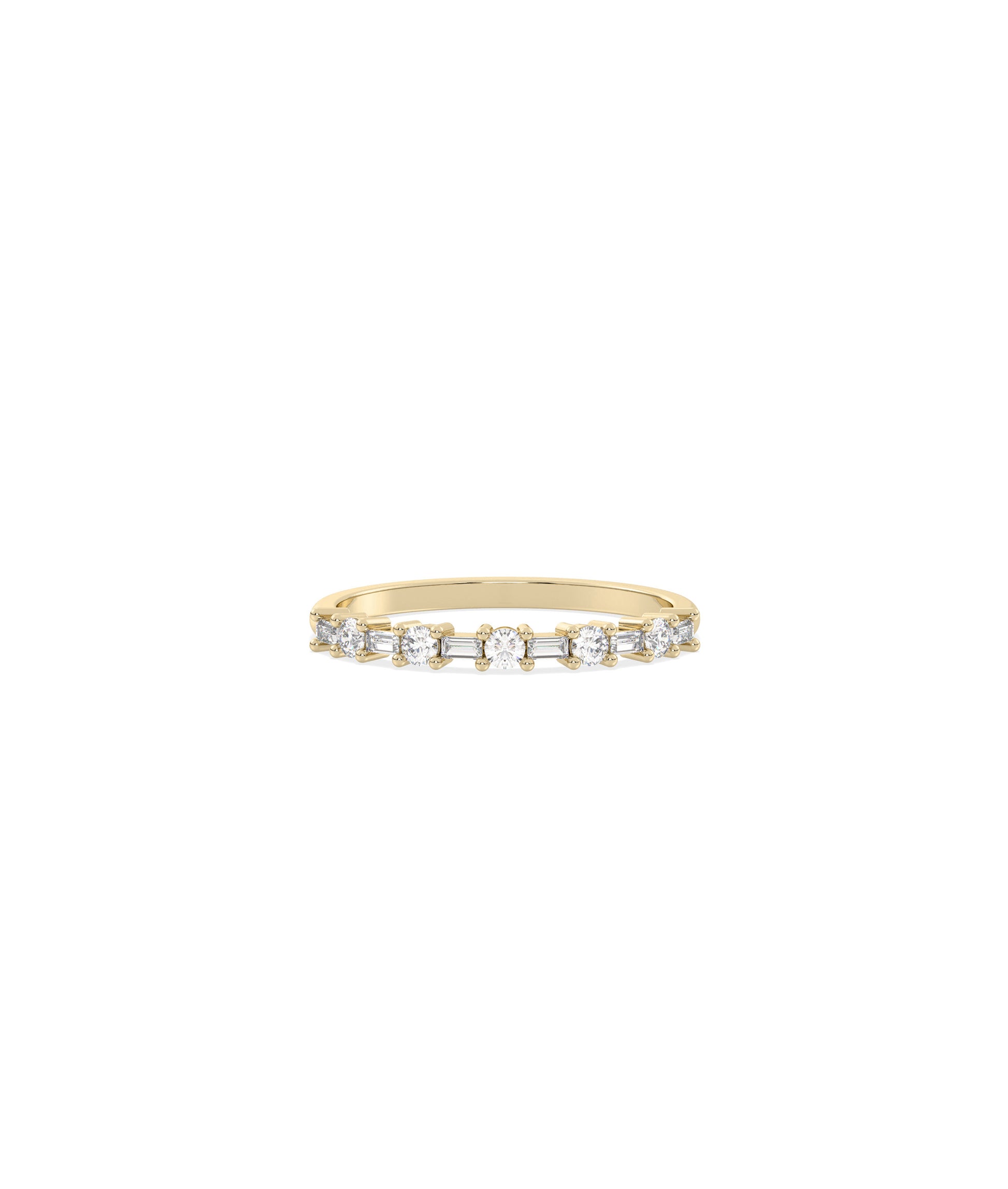 Round Baguette Diamond Band Ring - 14k gold ring