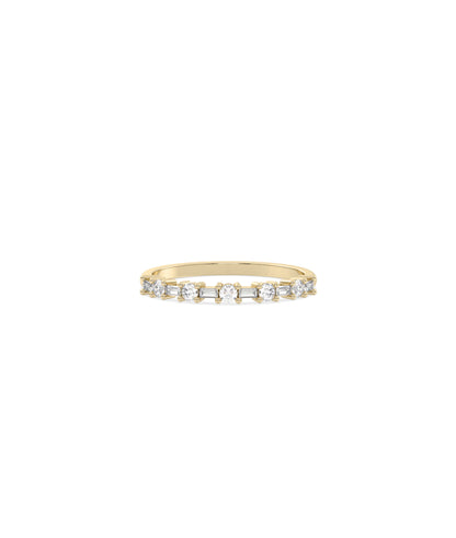 Round Baguette Diamond Band Ring - 14k gold ring