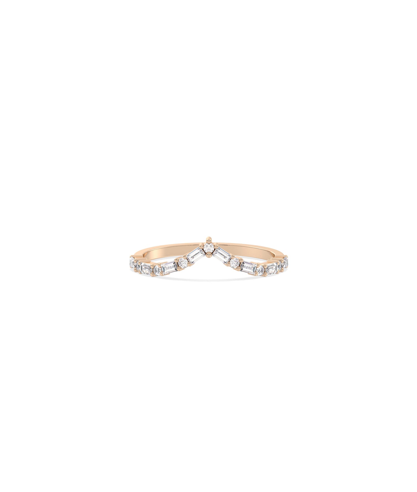 Diamond Baguette and Round Chevron Band Ring | Diamond Band RIngs