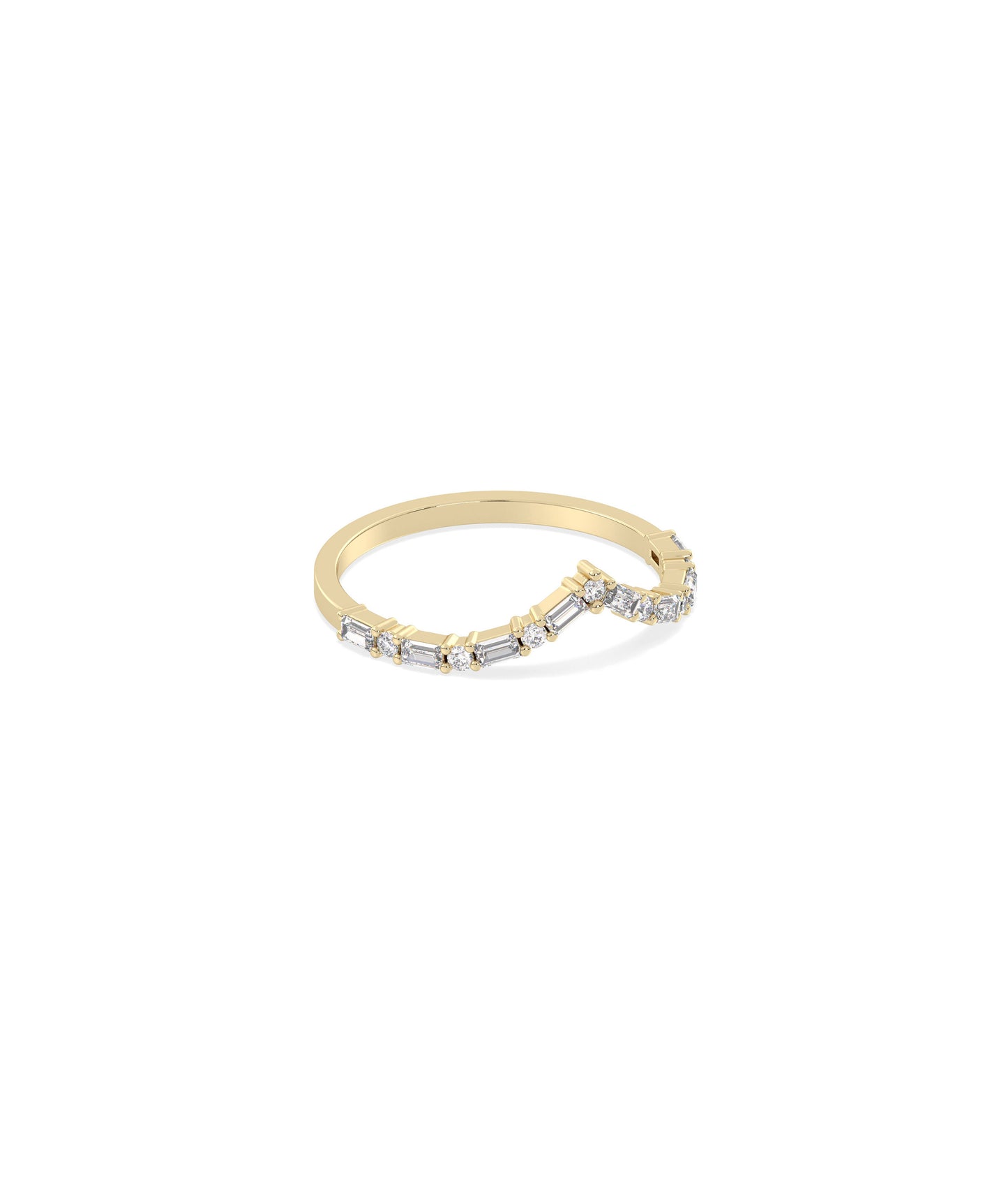 Diamond Baguette and Round Chevron Band Ring | Diamond Band RIngs