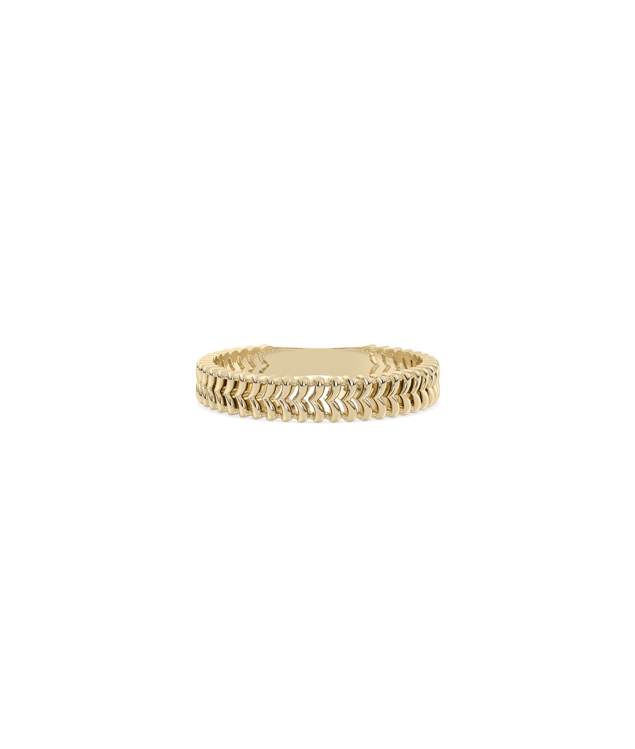 Gold Chevron Band Ring - Elegant Diamond Band Ring