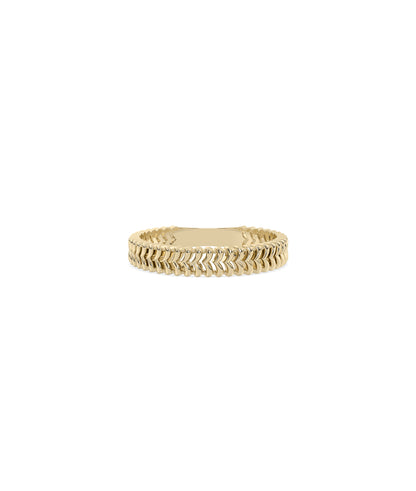 Gold Chevron Band Ring - Elegant Diamond Band Ring