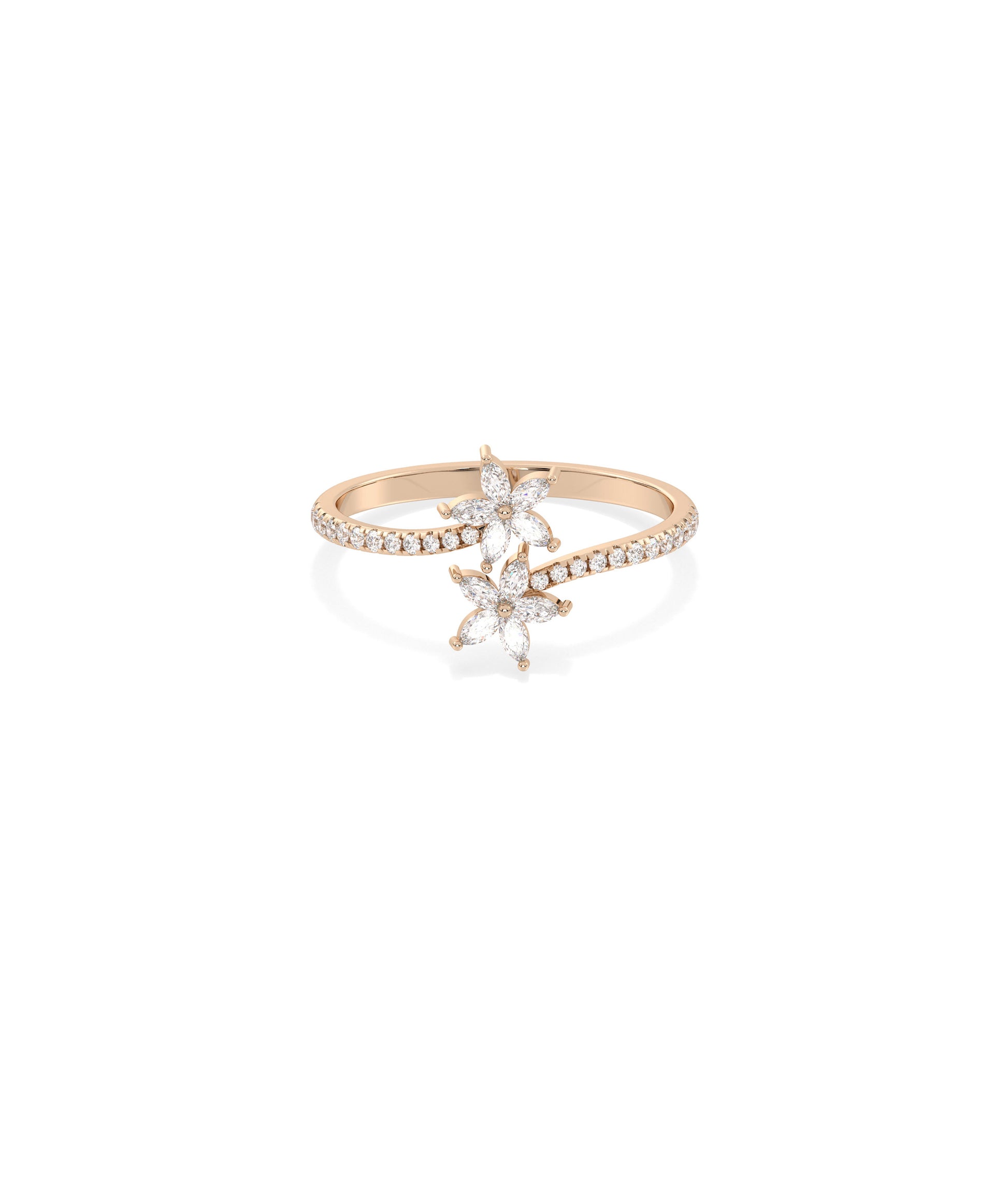 Diamond Flower Bypass Ring | Wedding Rings