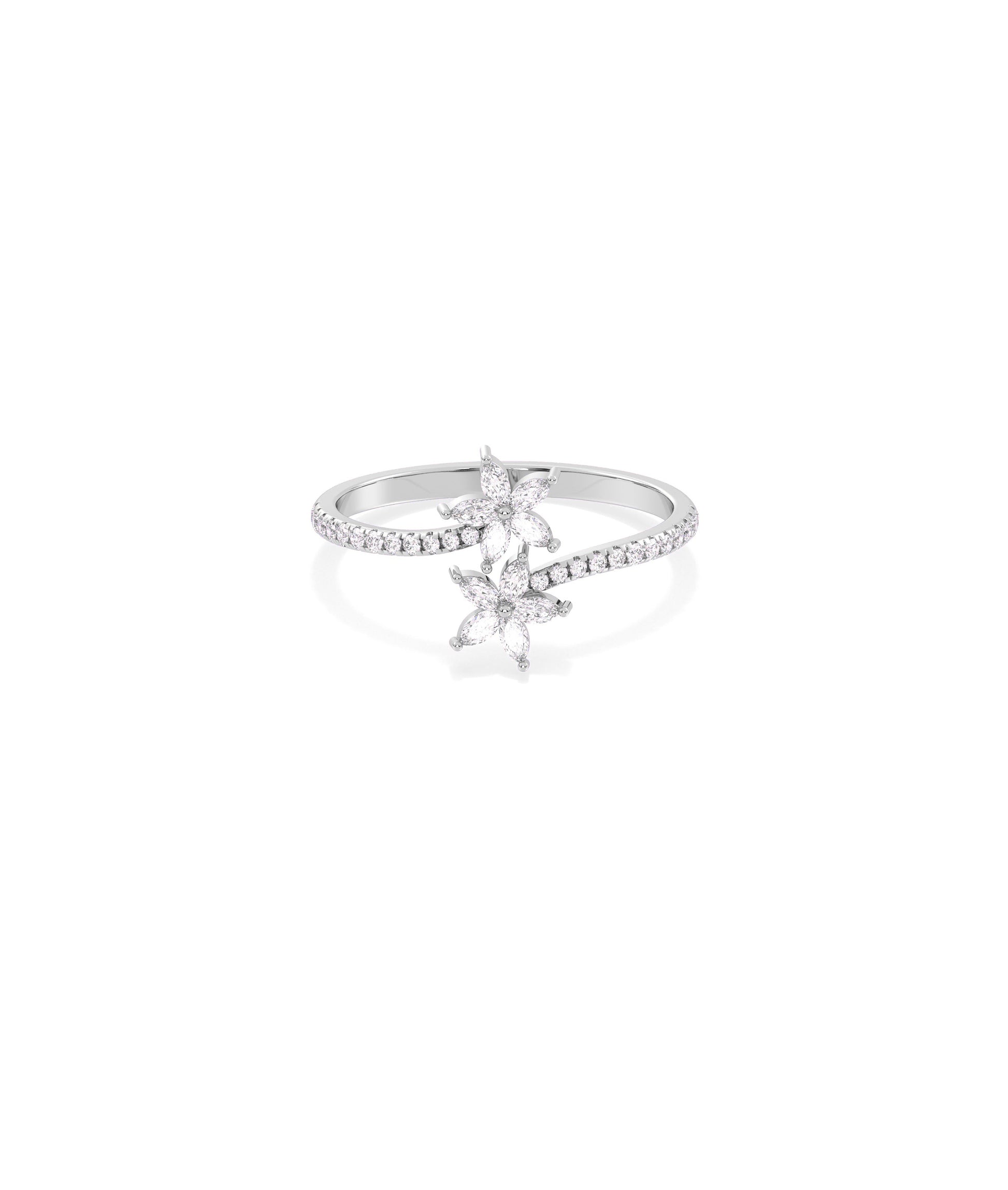 Diamond Flower Bypass Ring | Wedding Rings