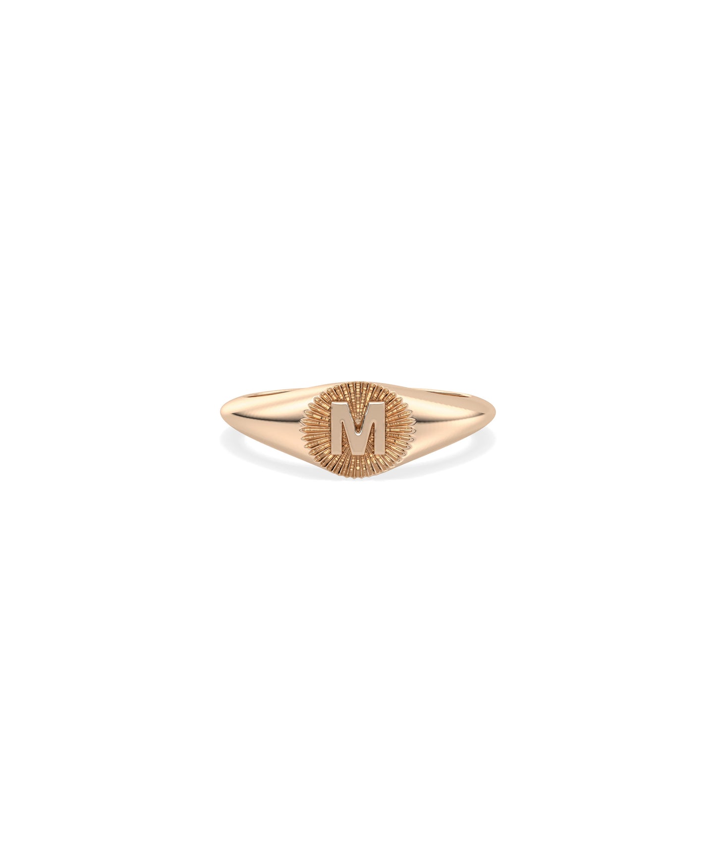 Custom Gold Initial Groove Circle Signet Ring - Elegant Diamond Band Ring