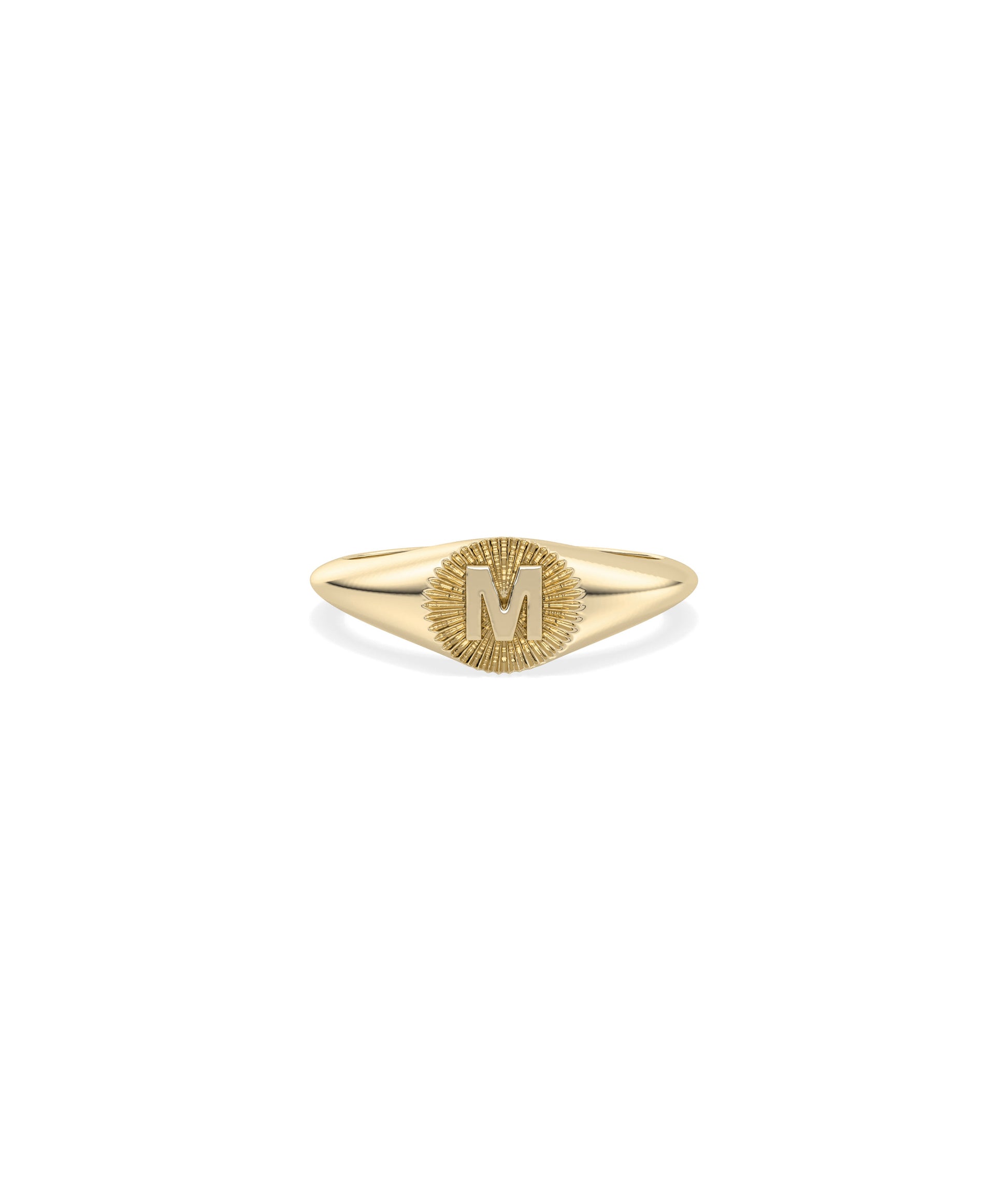 Custom Gold Initial Groove Circle Signet Ring - Elegant Diamond Band Ring