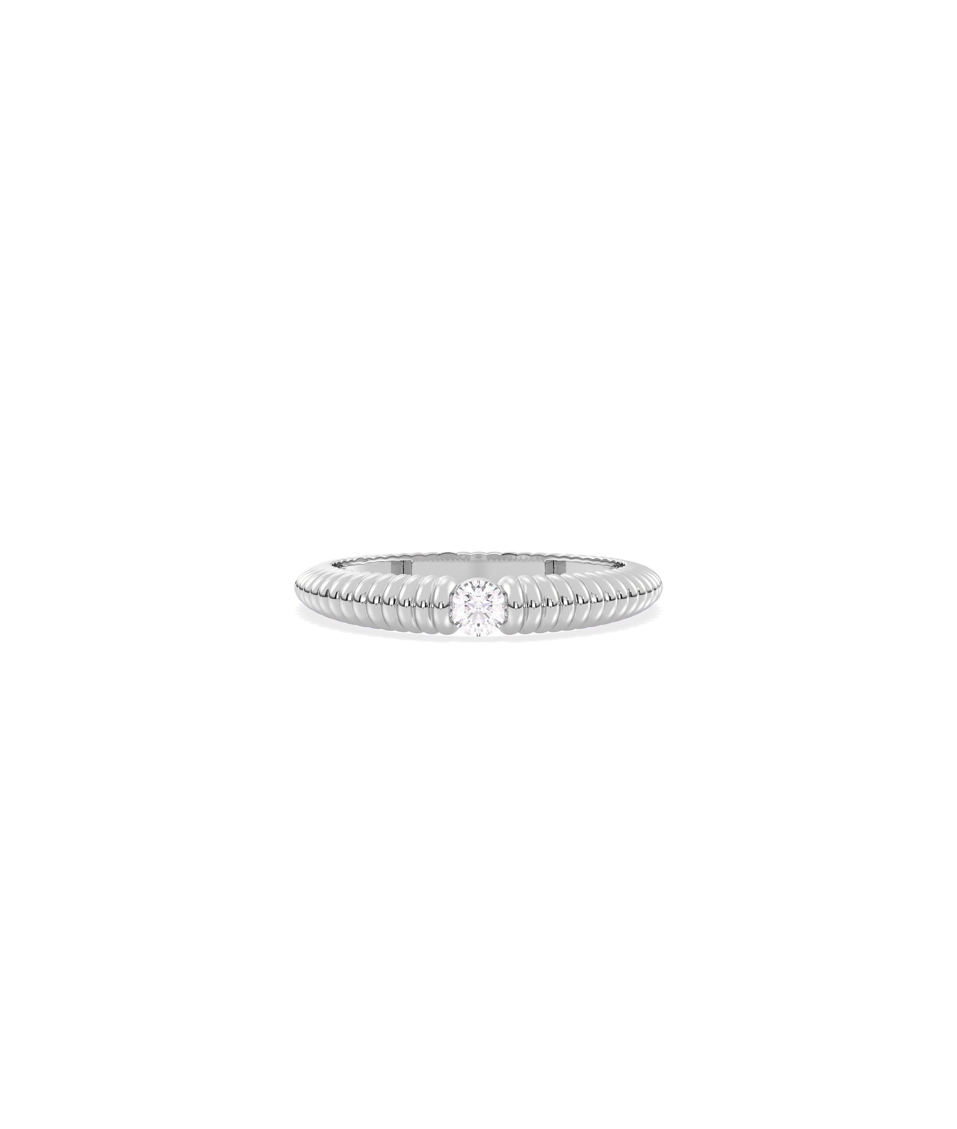 Diamond Solitaire Groove Ring - Elegant Everyday Jewelry