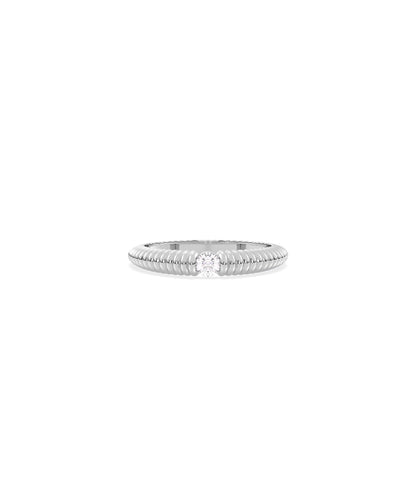 Diamond Solitaire Groove Ring - Elegant Everyday Jewelry