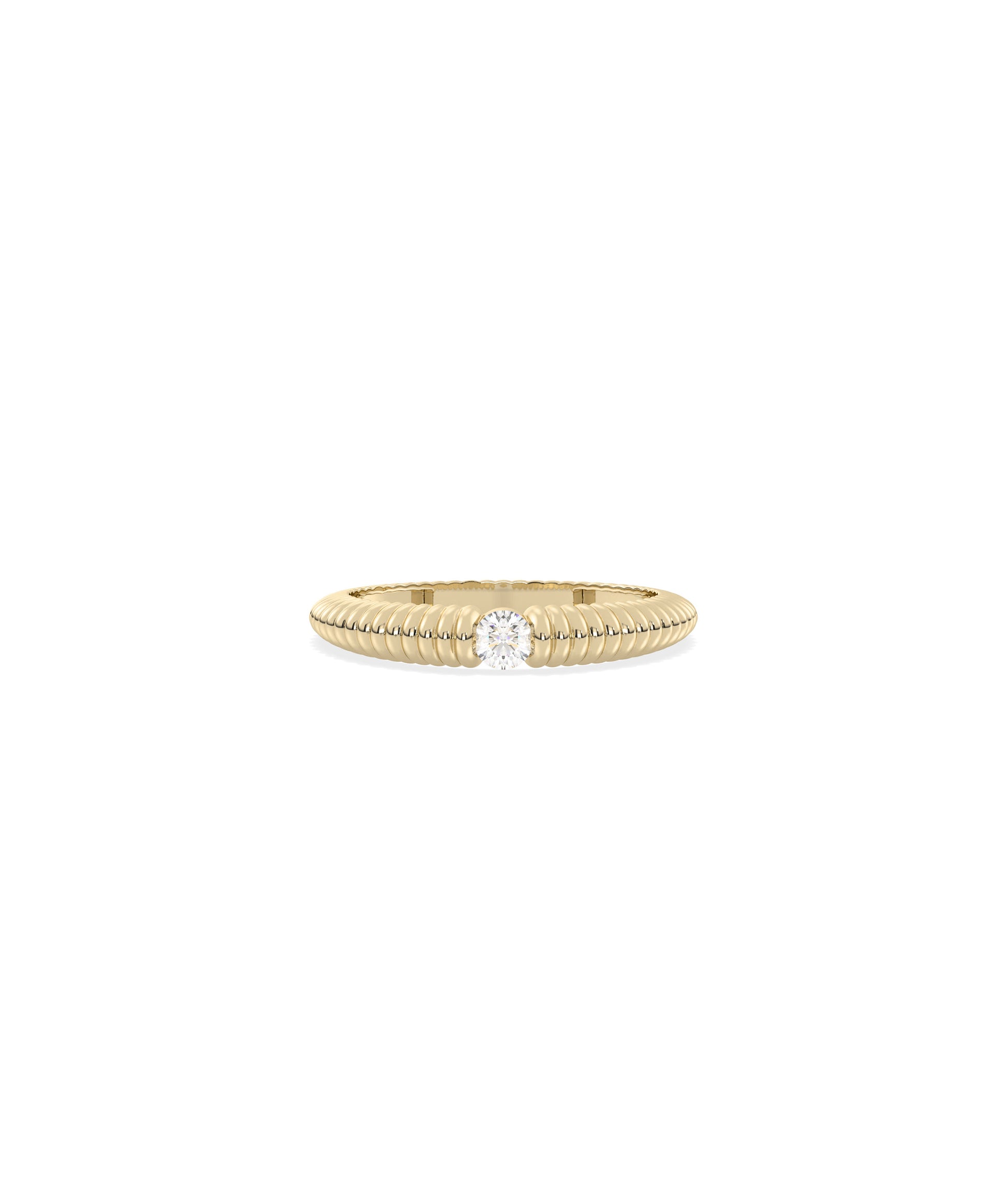 Diamond Solitaire Groove Ring - Elegant Everyday Jewelry