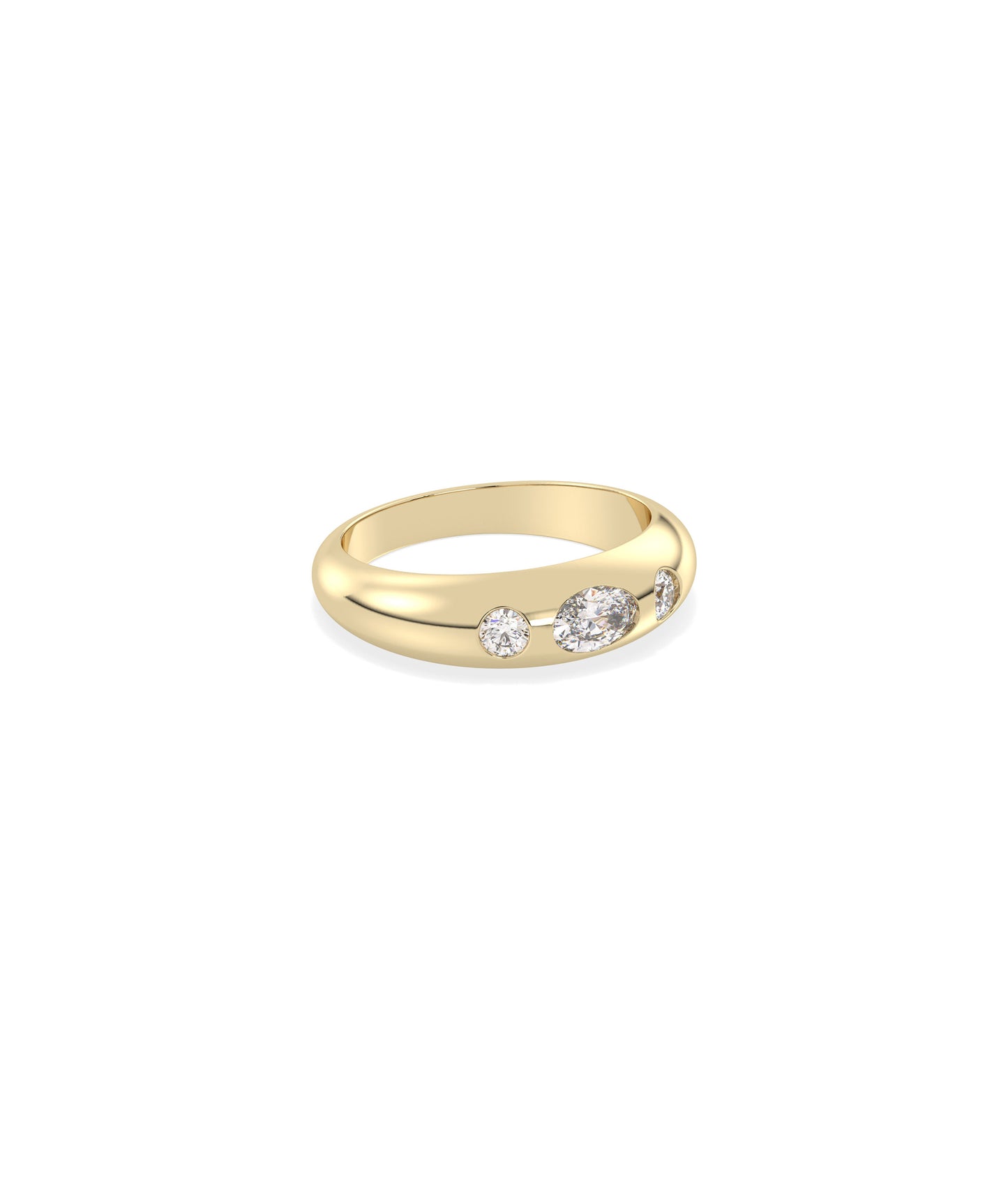 3 Stone Dome Ring | Wedding Rings For Women