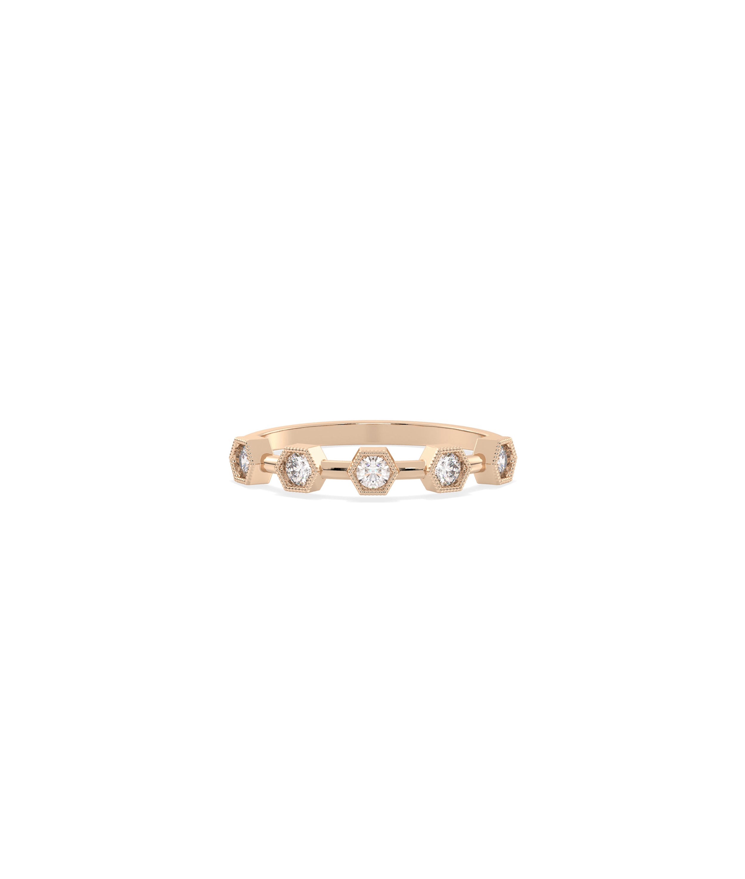 Hexagonal Outline Diamond Band Ring - Everyday jewelry