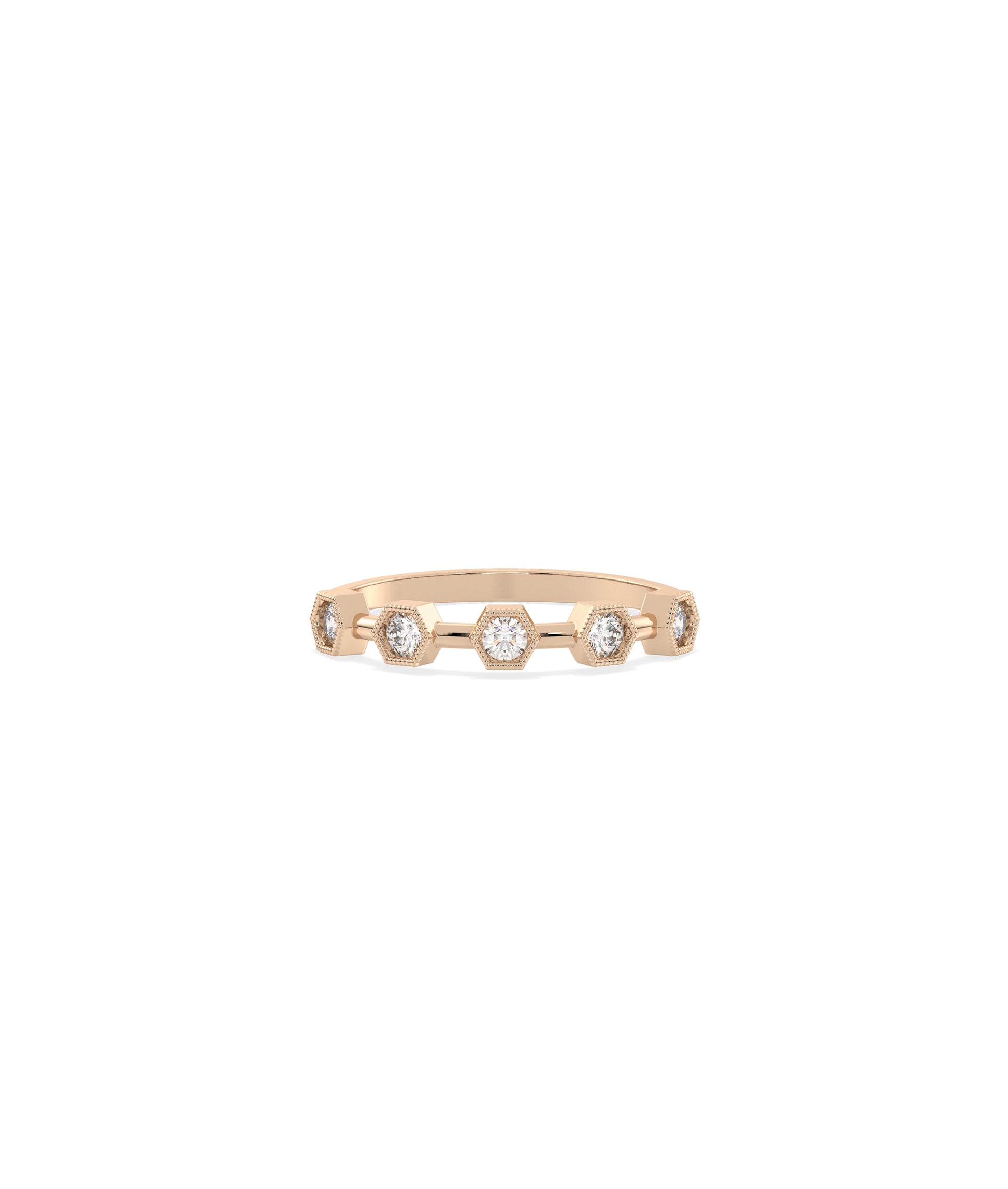 Hexagonal Outline Diamond Band Ring - Everyday jewelry