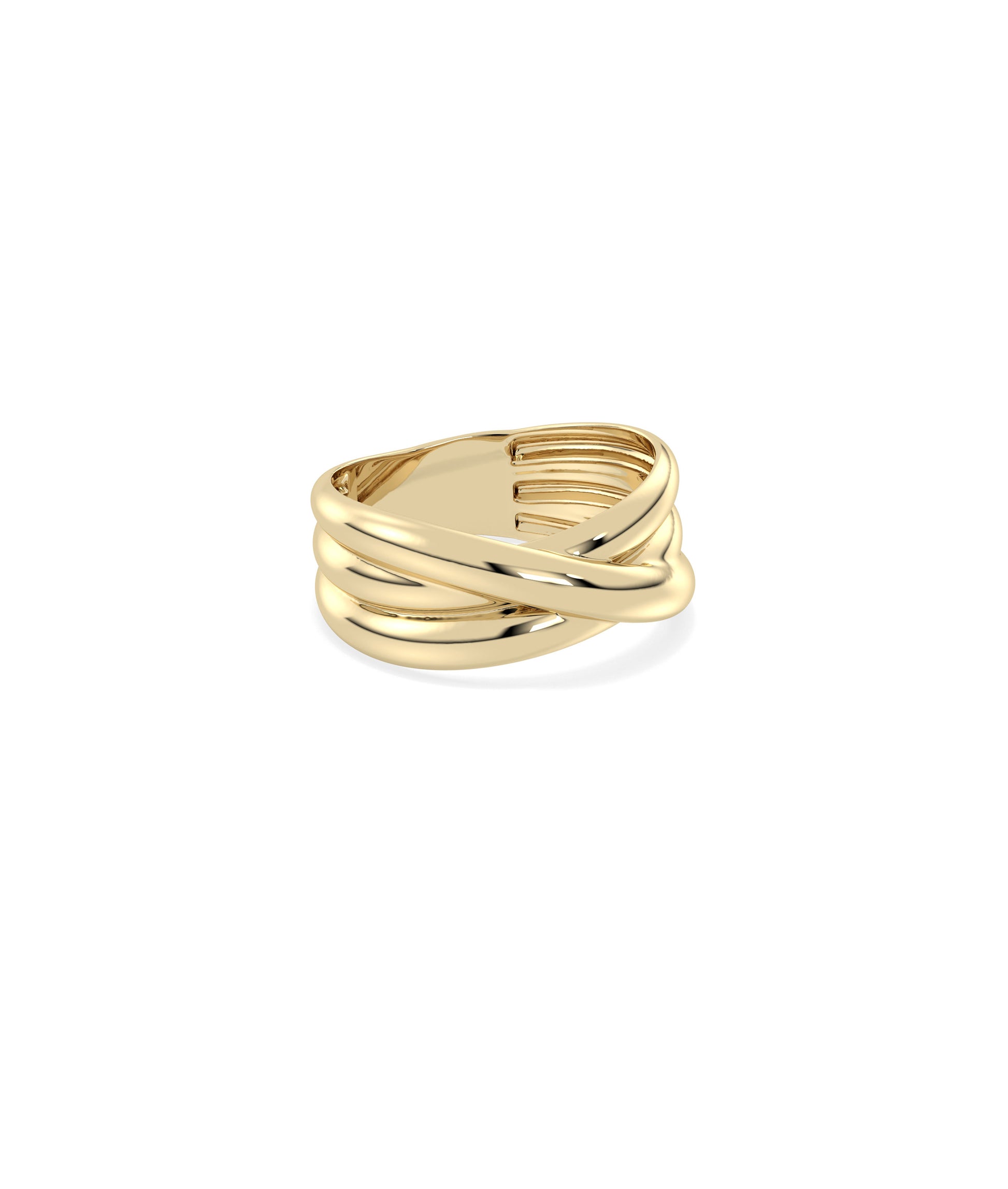 Gold Criss Cross Diamond Band Ring