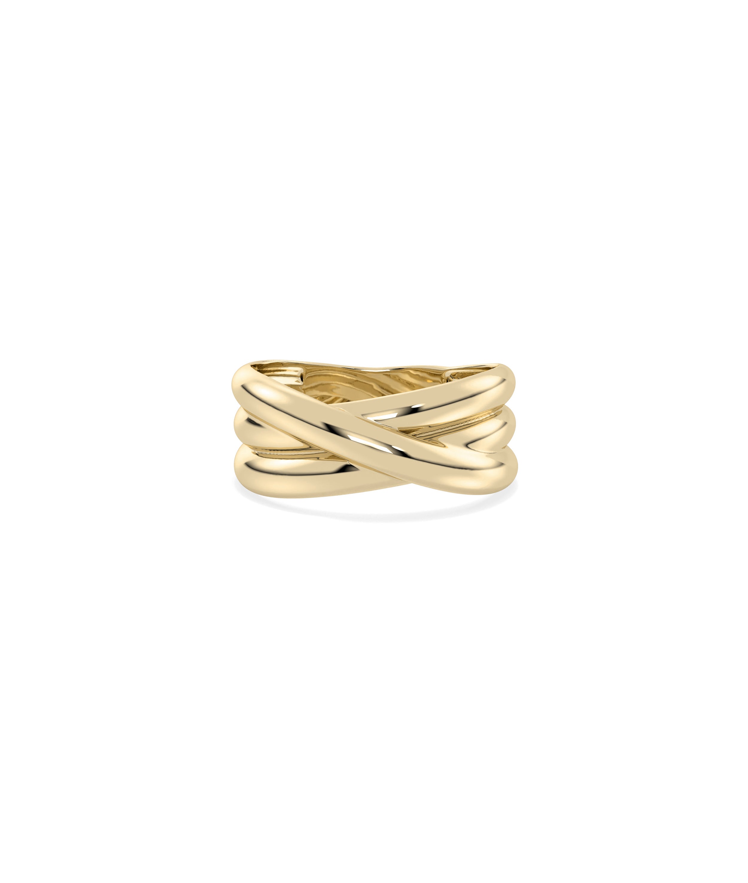 Gold Criss Cross Diamond Band Ring