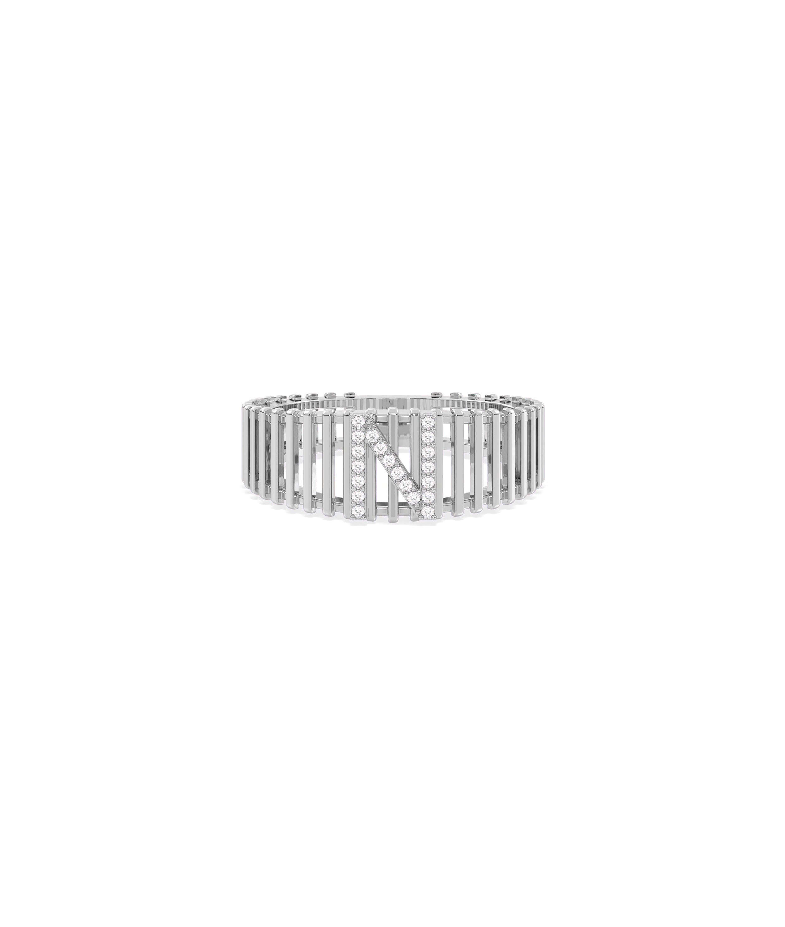 Custom Diamond Initial Band Ring - Personalized Diamond Band Ring for Elegant Style