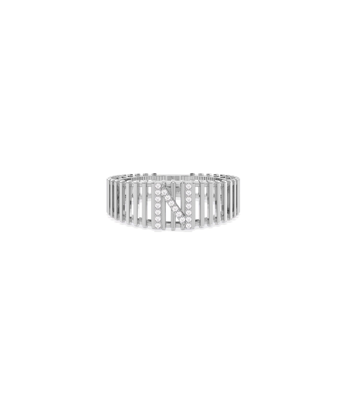 Custom Diamond Initial Band Ring - Personalized Diamond Band Ring for Elegant Style