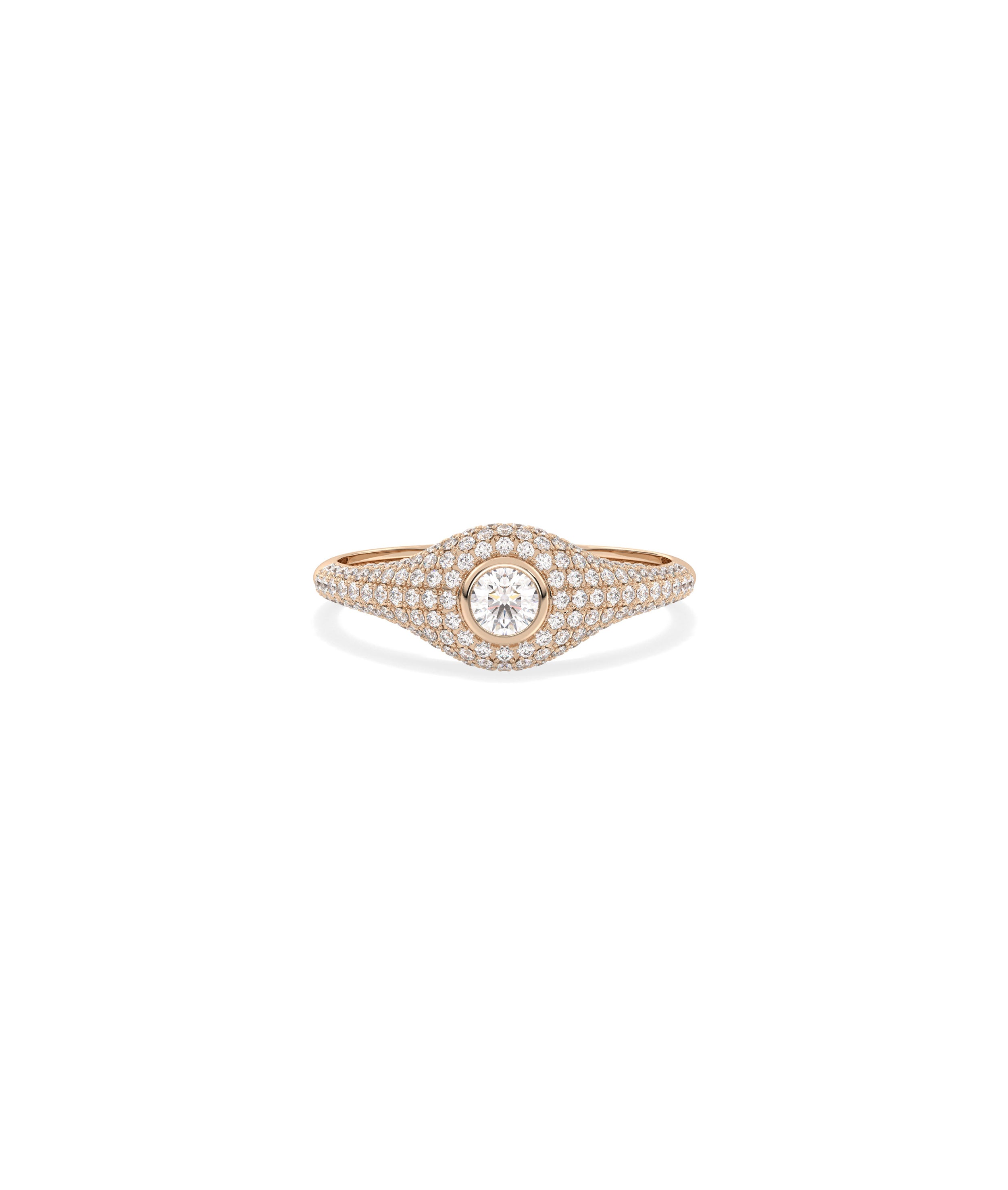 Diamond Solitaire and Pave Dome Ring