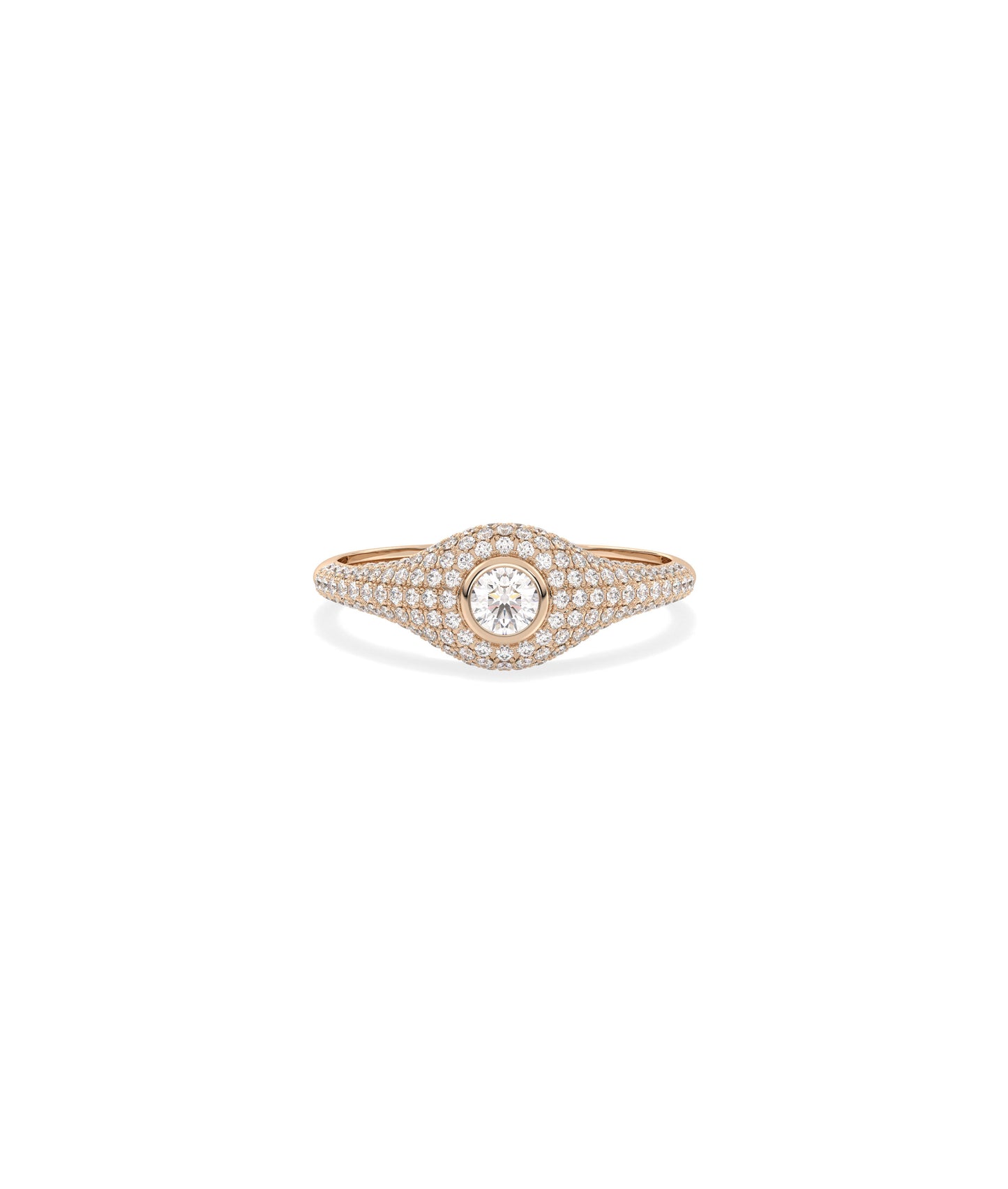 Diamond Solitaire and Pave Dome Ring