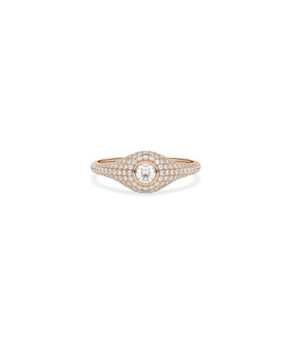 Diamond Solitaire and Pave Dome Ring