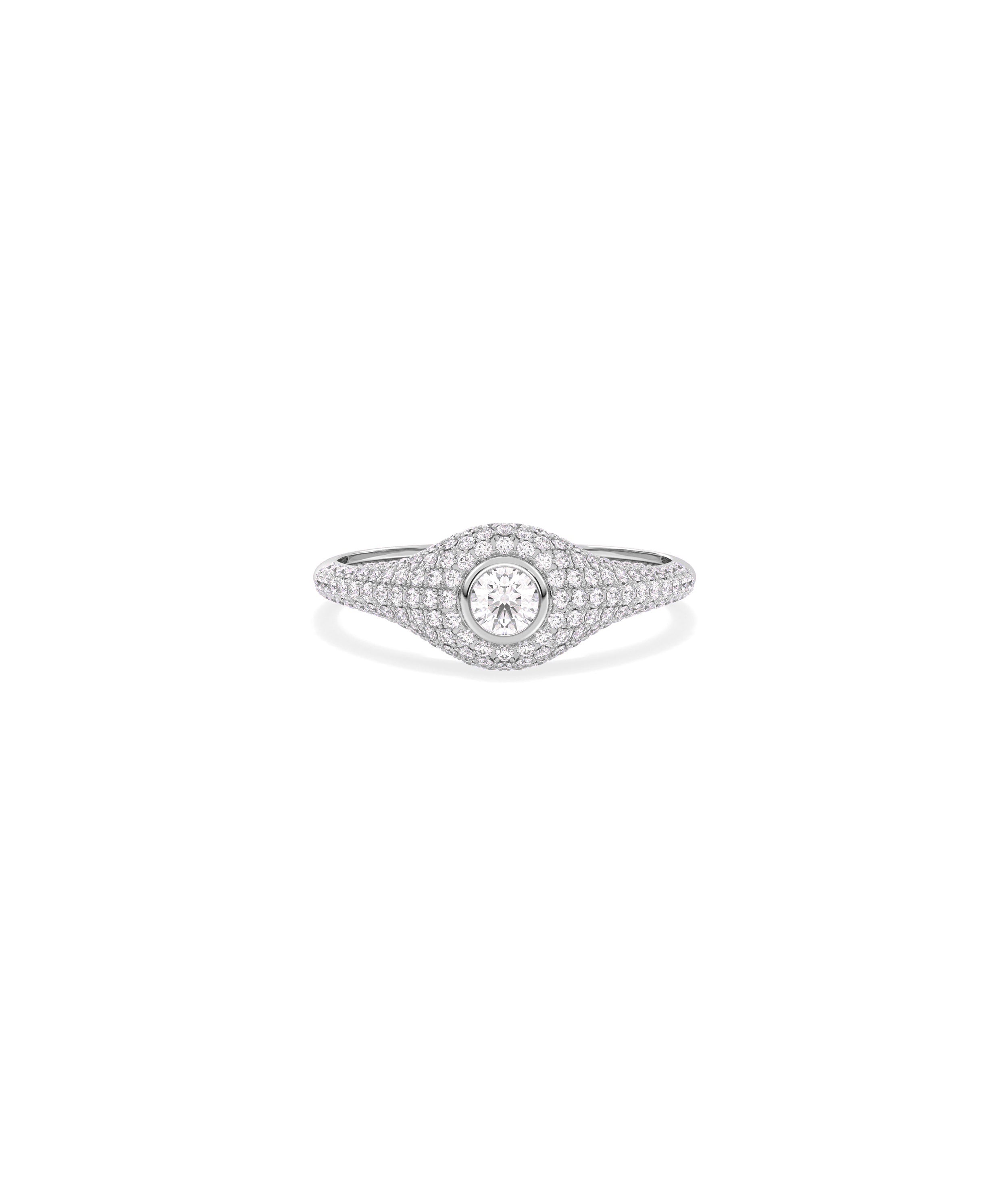 Diamond Solitaire and Pave Dome Ring