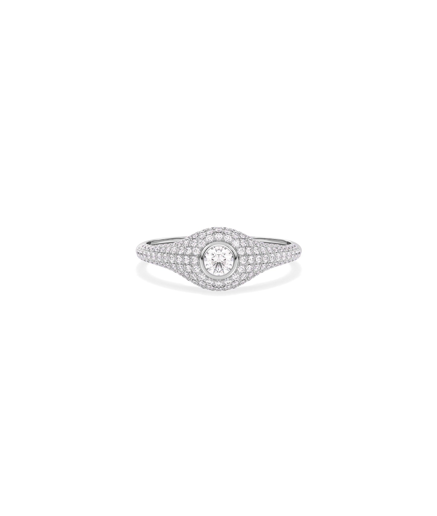 Diamond Solitaire and Pave Dome Ring