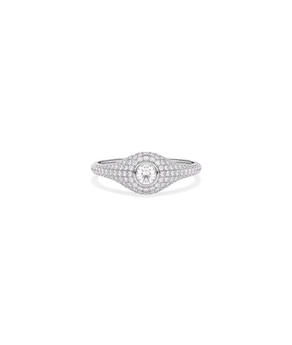 Diamond Solitaire and Pave Dome Ring