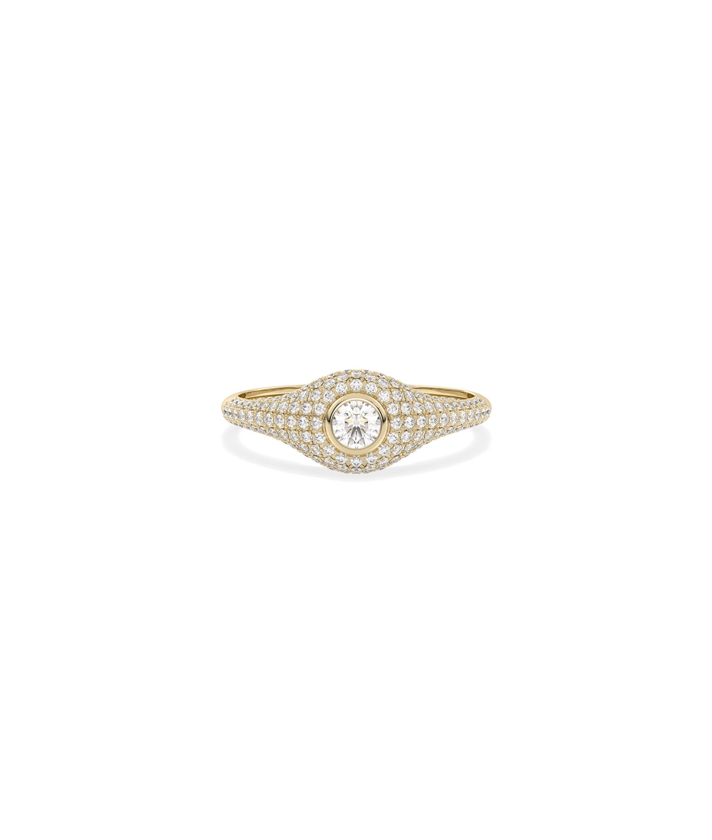 Diamond Solitaire & Pave Band Ring - Elegant Diamond Band