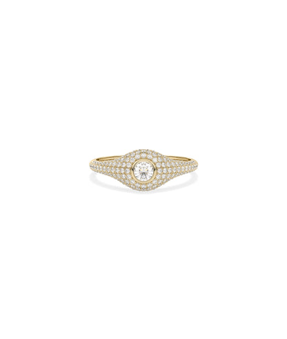 Diamond Solitaire & Pave Band Ring - Elegant Diamond Band