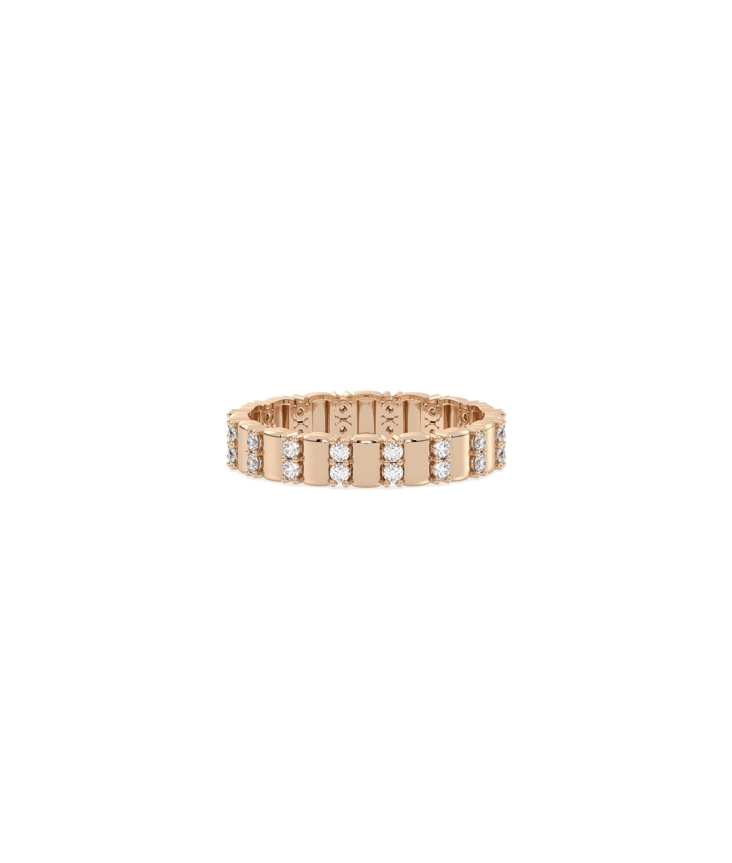 2 Row Diamond Band and Groove Eternity Ring | Diamond Band Ring