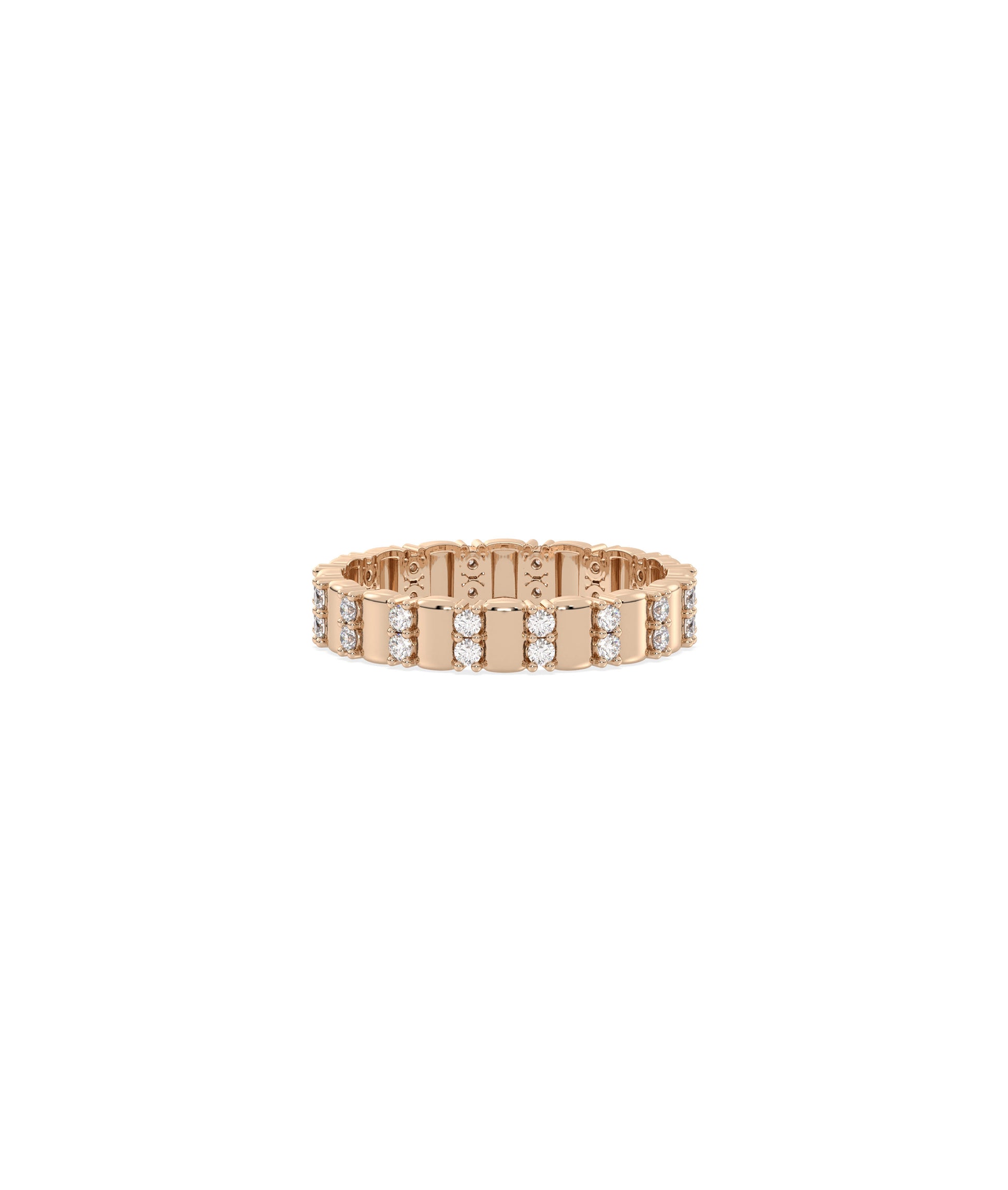 2 Row Diamond Band and Groove Eternity Ring | Diamond Band Ring