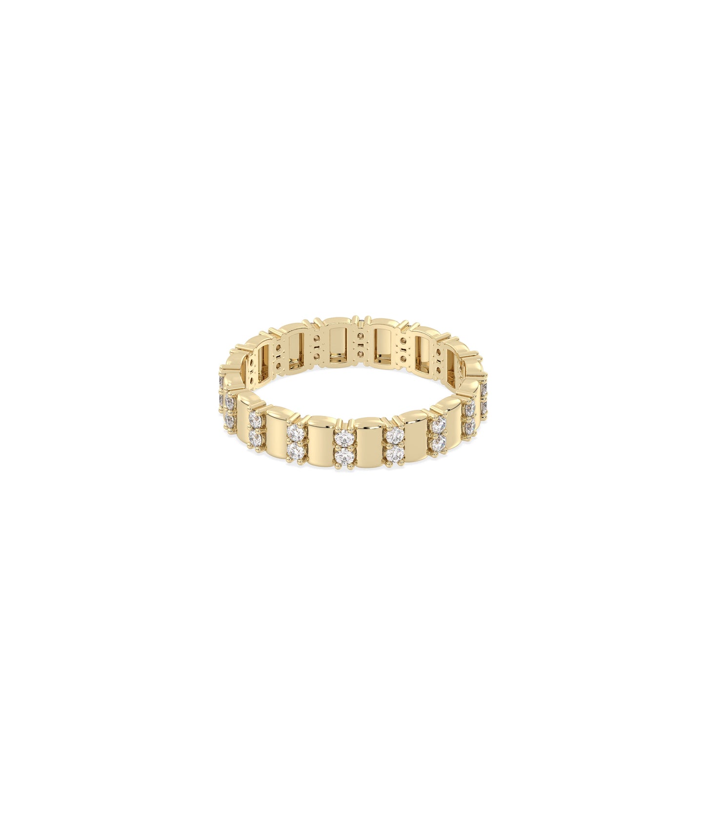 2 Row Diamond Band and Groove Eternity Ring | Diamond Band Ring