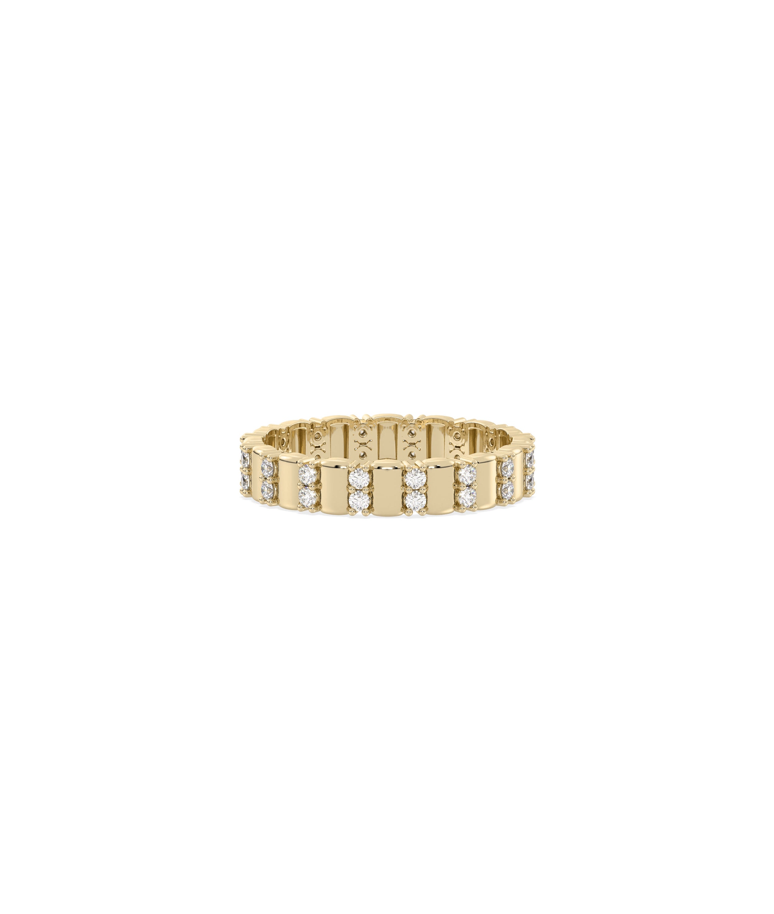 2 Row Diamond Band and Groove Eternity Ring | Diamond Band Ring