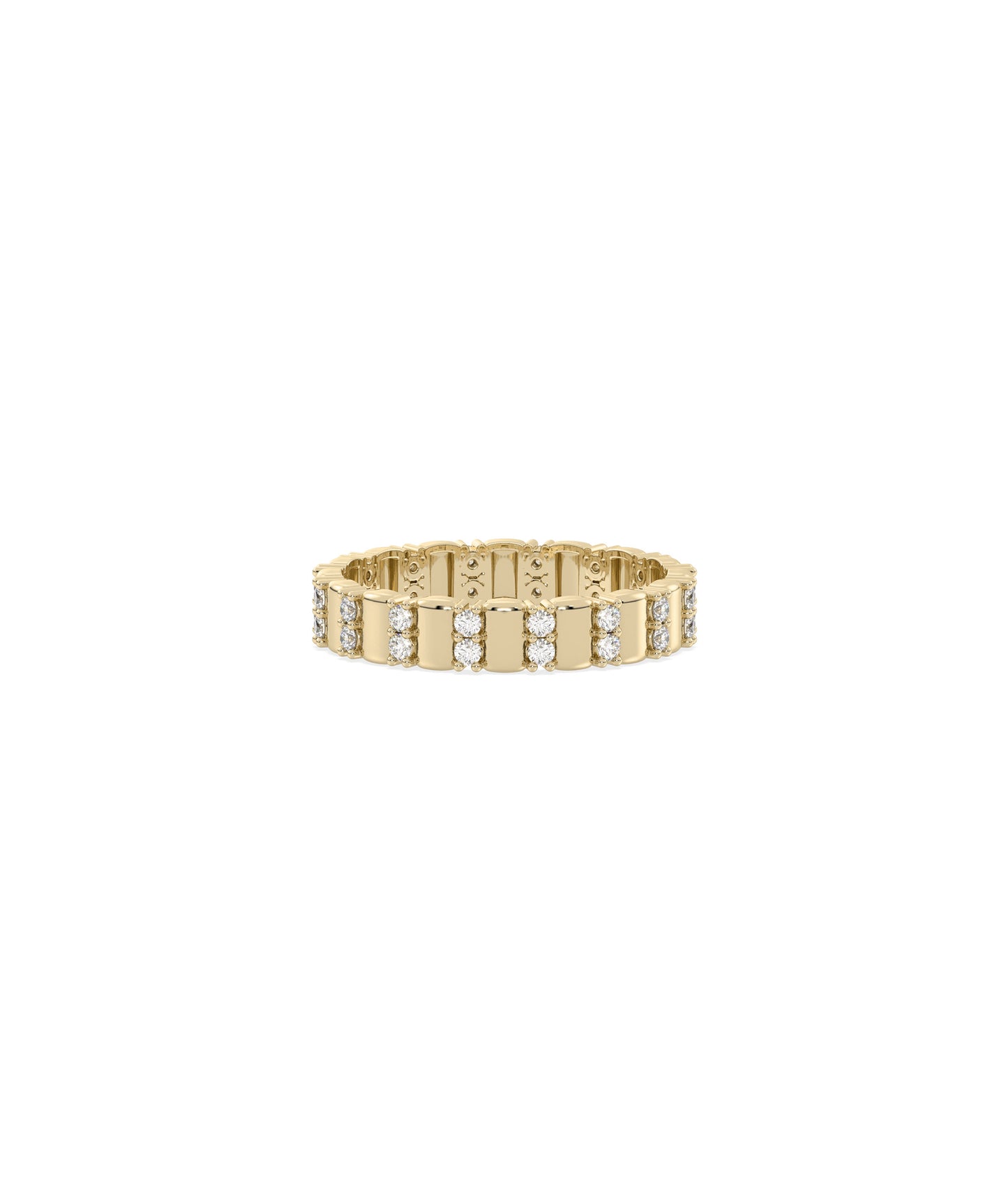 2 Row Diamond Band and Groove Eternity Ring | Diamond Band Ring