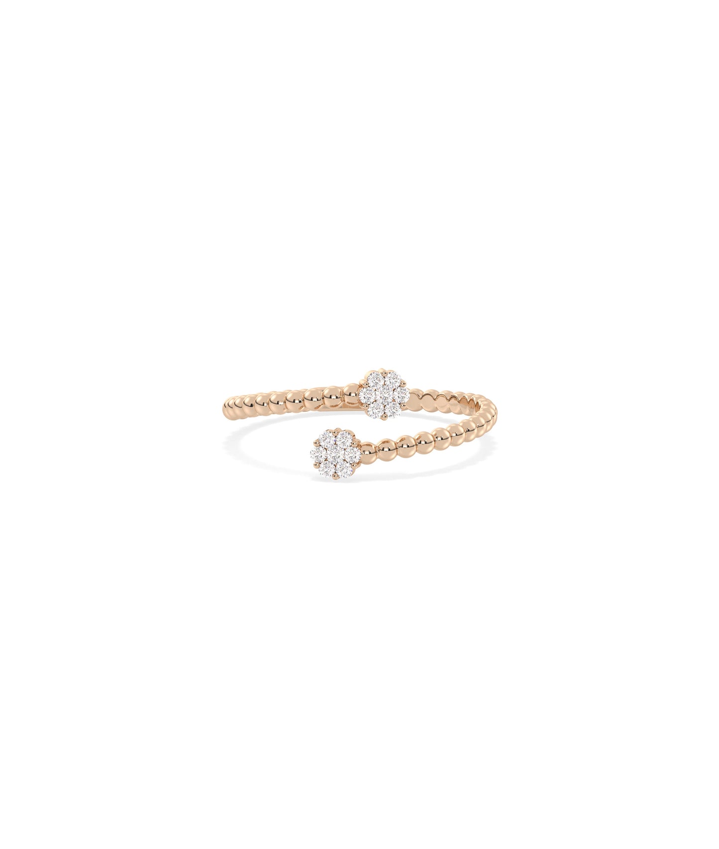 Beaded Gold & Diamond Bypass Ring - Everyday Jewelry