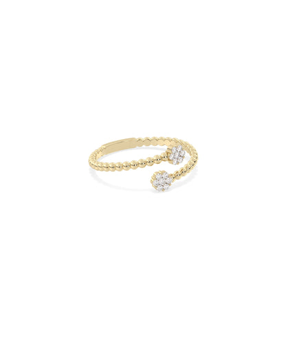 Beaded Gold & Diamond Bypass Ring - Everyday Jewelry