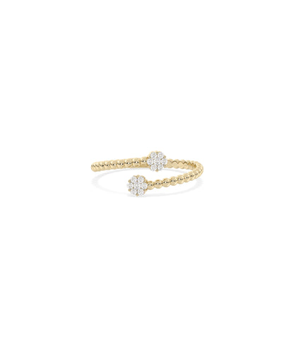 Beaded Gold & Diamond Bypass Ring - Everyday Jewelry