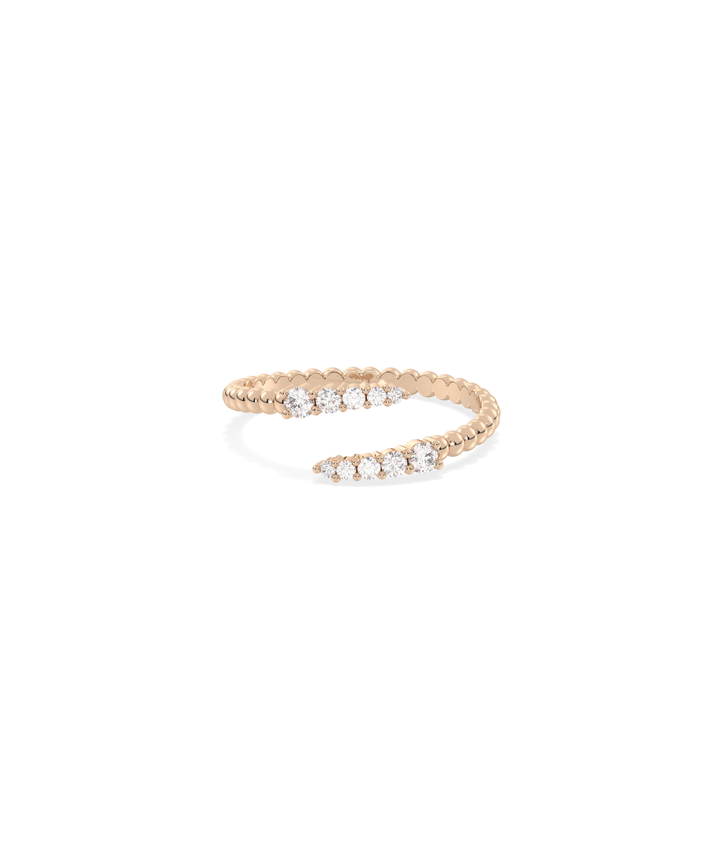 Beaded Gold & Diamond Bypass Ring - Everyday Jewelry