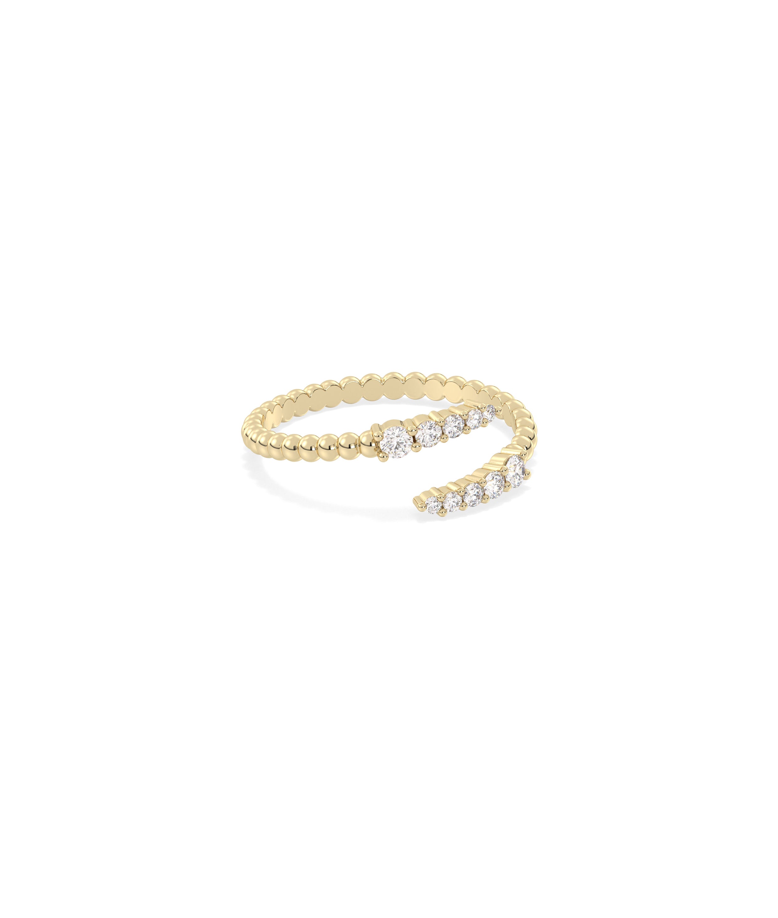 Beaded Gold & Diamond Bypass Ring - Everyday Jewelry