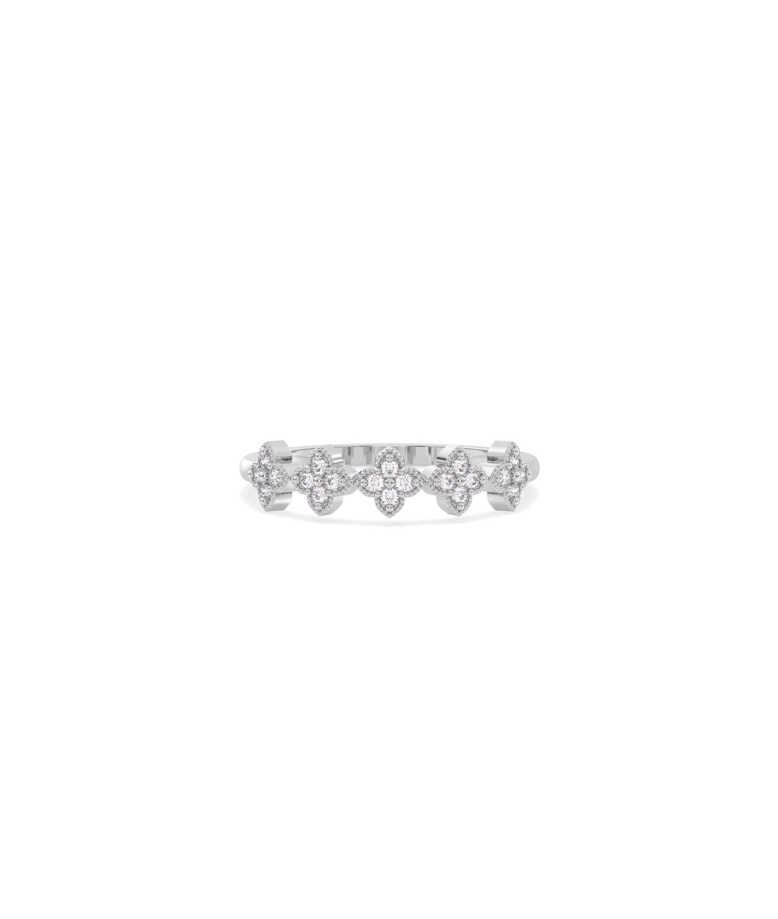 Diamond Clover Band Ring