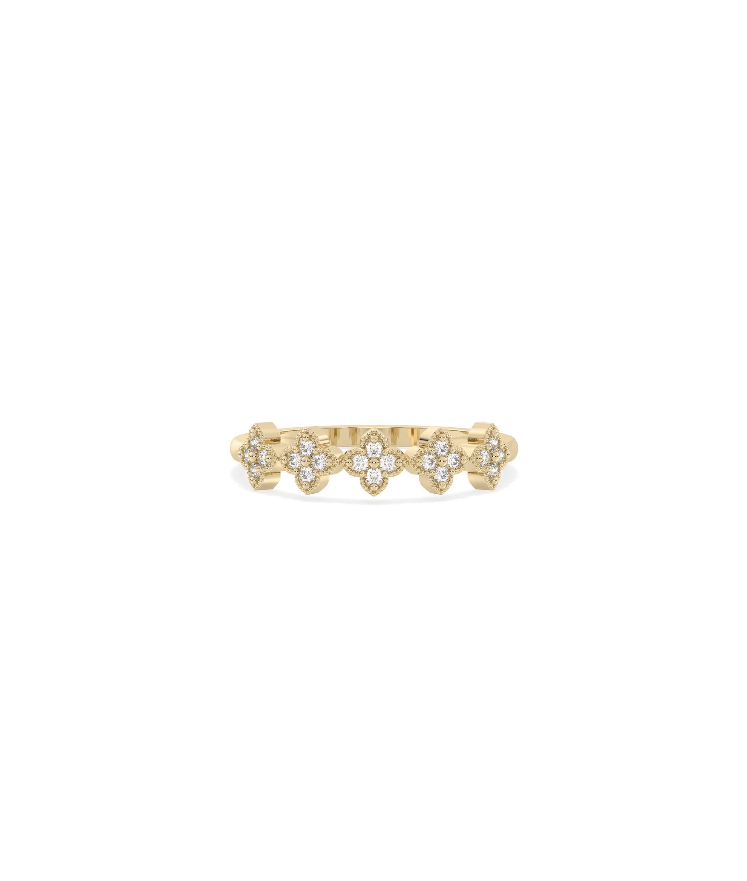 Diamond Clover Band Ring | Elegant Diamond Band Ring