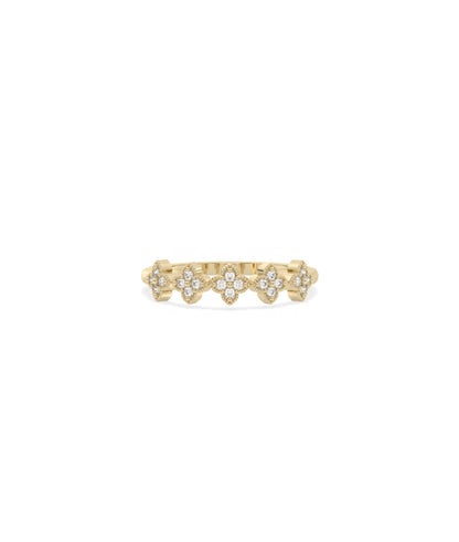 Diamond Clover Band Ring | Elegant Diamond Band Ring