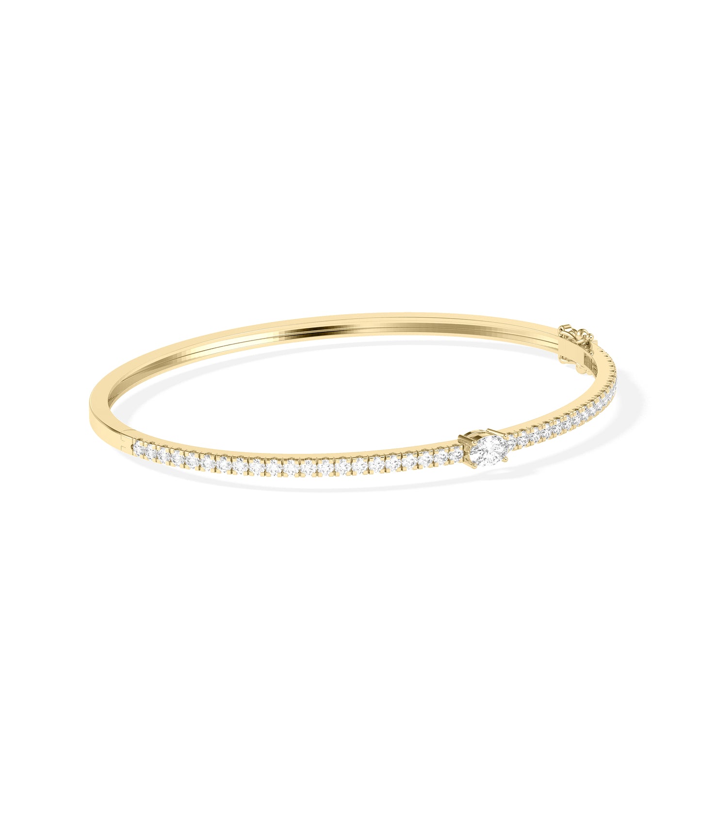 Diamond Line Bangle with Solitaire