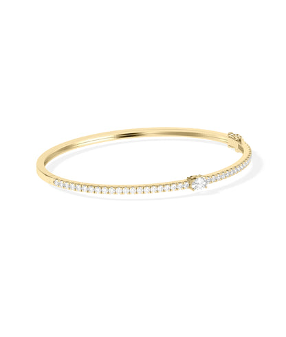 Diamond Line Bangle with Solitaire